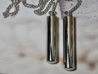 Urn Necklace, Silver Capsule Necklace, Large and Extra Large Cremation Pendant for Human or Pet Ashes