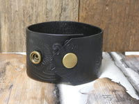 Leather Cuff Bracelet Vintage Brass Locker Tag #984