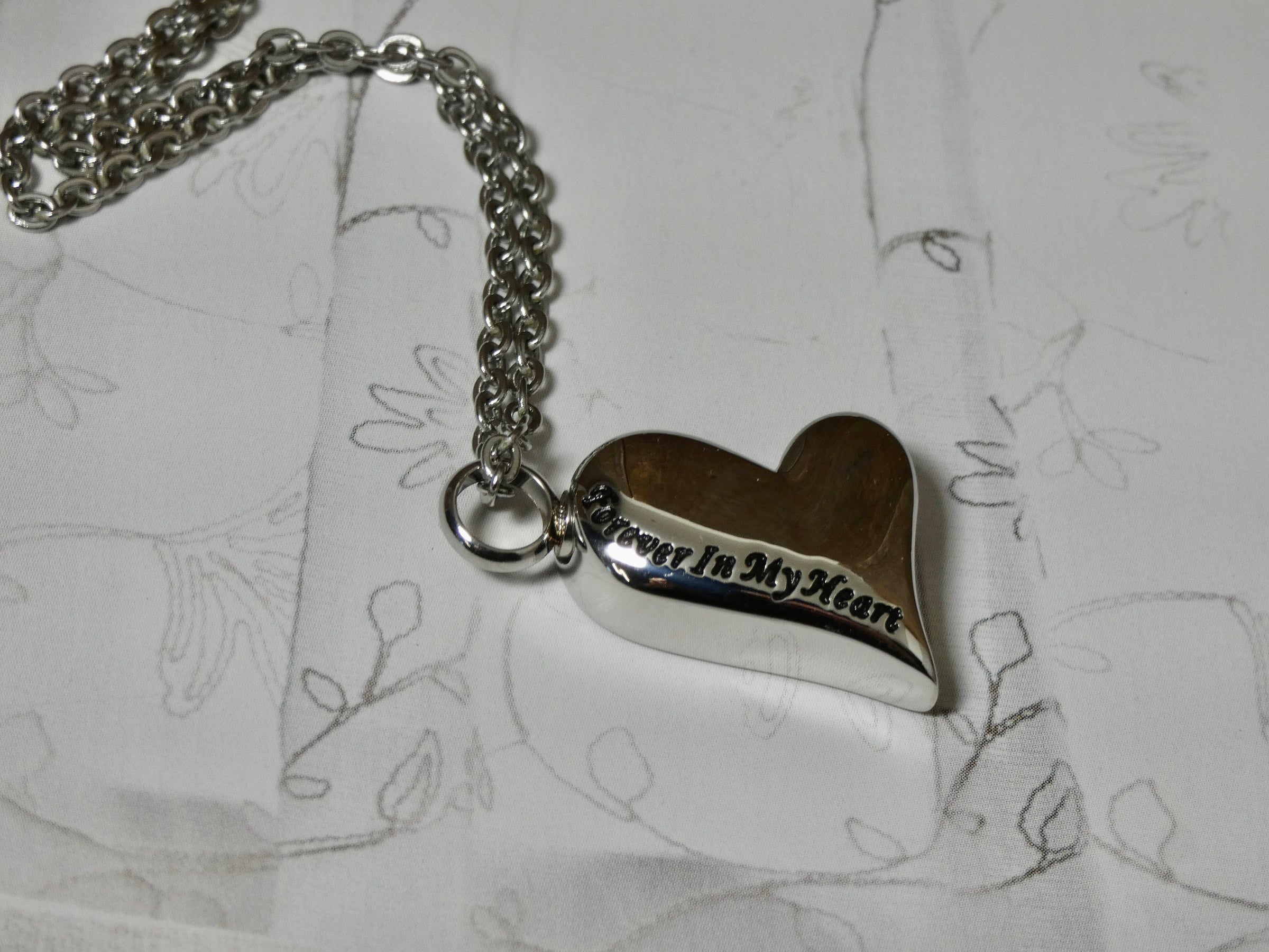 Urn Heart Necklace, Forever in my Heart, Silver or Gold Capsule Necklace, Cremation Pendant for Human or Pet Ashes