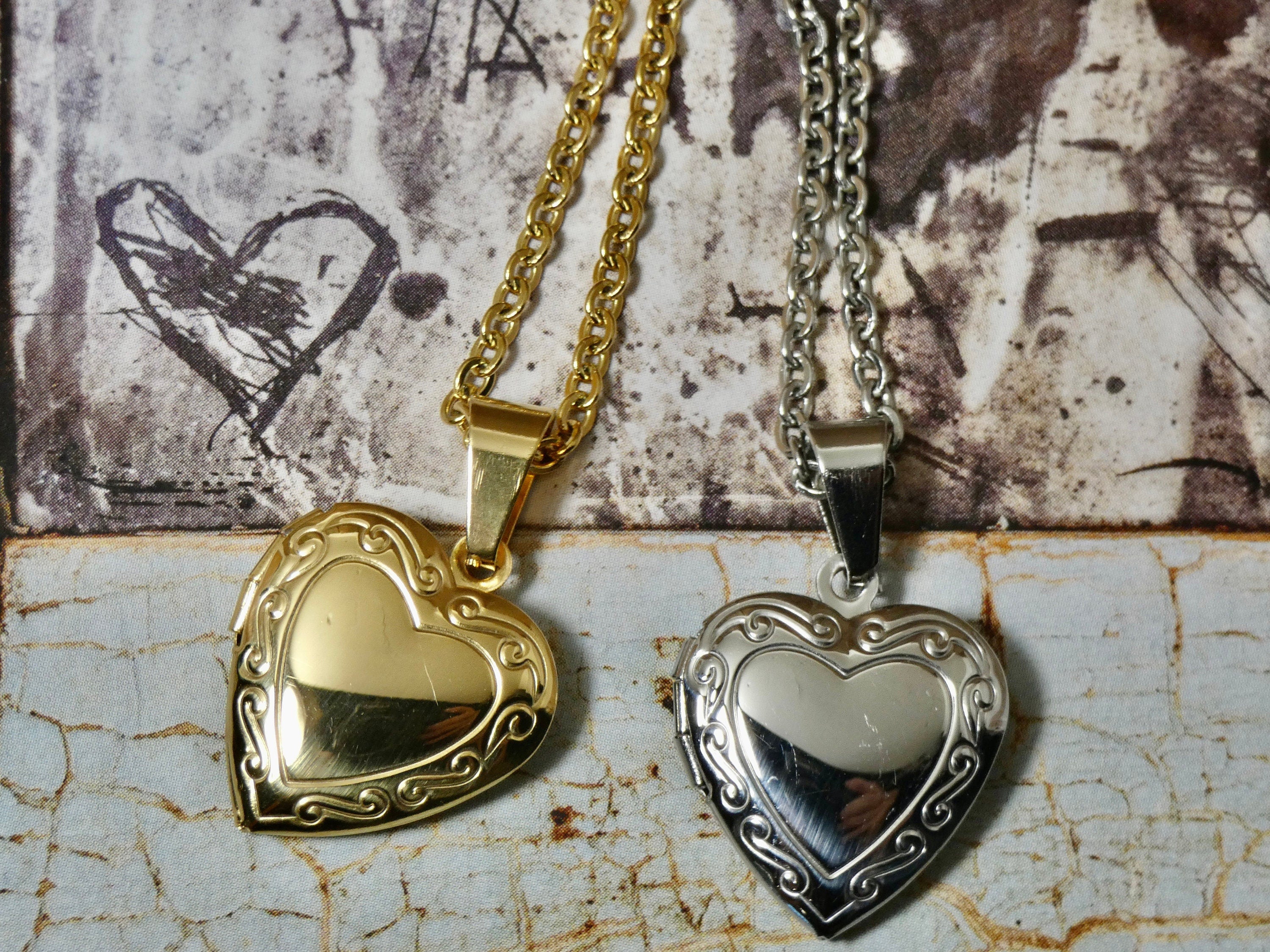 COACH Signature Heart Locket Necklace in Metallic | Lyst