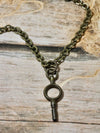 Tiny Vintage Key Necklace, Handcuff Key, Barrel Key, Clock Key
