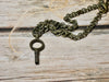 Tiny Vintage Key Necklace, Handcuff Key, Barrel Key, Clock Key
