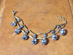 Bracelet, Eclectic Gunmetal Crystal Beads and Matte Gold Bracelet
