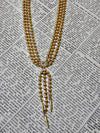 Matte Gold Dainty Necklace, Triple Strand Bead Ball Chain