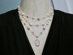 Shades of Pink Semi Precious Gemstone Necklace, Hand knotted Cord Necklace