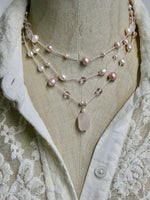 Shades of Pink Semi Precious Gemstone Necklace, Hand knotted Cord Necklace