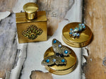 One of a Kind Vintage Perfume Bottle, Brass case with glass bottle