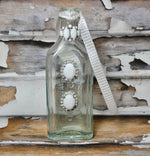 Apothecary Bottle Embellished with repurposed Vintage Rhinestone