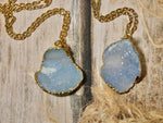 Druzy Geode Necklace, Shades of Blue to Turquoise Druzy Stones, Medium sized geode 1-12