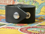 Leather Cuff Bracelet with a repurposed vintage rhinestone and pearl brooch