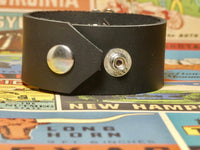Leather Cuff Bracelet with a repurposed vintage rhinestone crystal brooch