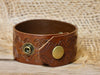 Leather Cuff Bracelet Vintage Cummins Engine CO Brass Tag #3583, Tooled Leather Bracelet