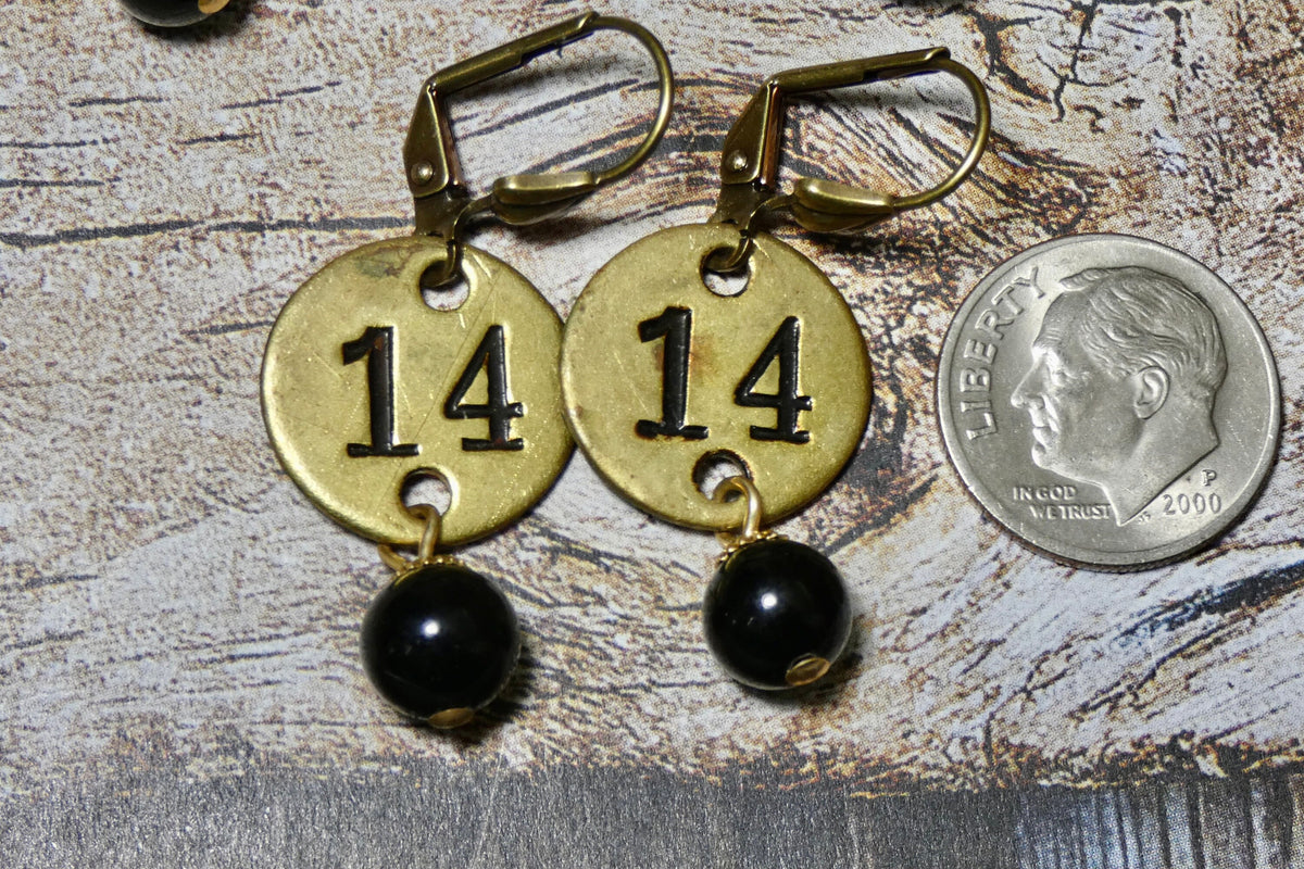 Numbered Tag Necklace, Small Brass Warehouse Tags Number 1-35