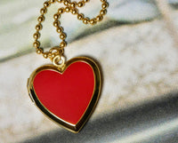 Red and Gold Heart Locket Necklace