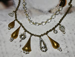 Vintage Rhinestone Charm Necklace, One of a Kind Double Strand
