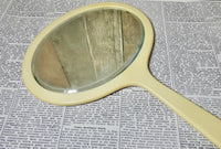 Vintage Mirror, Hand held Mirror, Cream Colored Vintage Yellow Celluloid - Heavy and Well Made.
