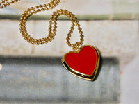 Red and Gold Heart Locket Necklace