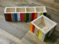 Square wooden Box repurposed vintage yard sticks, One of a Kind Gift