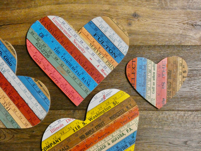 Heart Wall Art, Wooden with repurposed vintage yard sticks, One of a Kind Gift, Small Heart Wall Decor