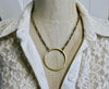 Brass Chunky Circle Necklace, Gold Circle, Figaro Chain