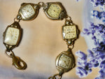 Vintage Watch Bracelet, One of a Kind Bracelet, All Gold Faces Bracelet- CB