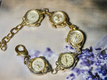Vintage Watch Bracelet, One of a Kind Bracelet, All Gold Faces Bracelet- AB