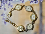 Vintage Watch Bracelet, One of a Kind Bracelet, Two Tone Gold and Silver Faces Bracelet- EB