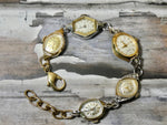 Vintage Watch Bracelet, One of a Kind Bracelet, Two Tone Gold and Silver Faces Bracelet- HB