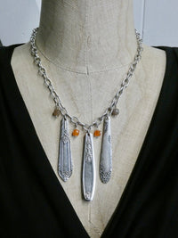 Silverware Necklace, One of a Kind Stunning Pieces of Silverware, Carnelian Beads