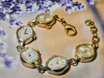 Vintage Watch Bracelet, One of a Kind Bracelet, Two Tone Gold and Silver Faces Bracelet- EB
