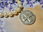 Saint Benedict Medallion on a Vintage Pearl Necklace