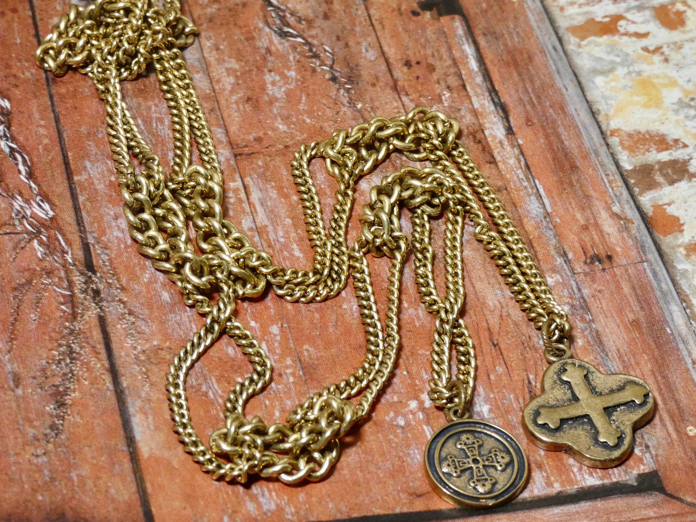 Lariat Chain Necklace, Unique Brass Chain Lariat