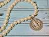 St. Benedict Sterling Charm Necklace, Vintage Pearl Pendant