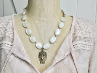 Vintage Violin Charm with Stunning Mother of Pearl Beads, One of a Kind Gift