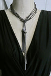 Lariat gunmetal chain Necklace eclectic funky lariat