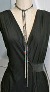 Lariat gunmetal chain Necklace eclectic colorful funky lariat