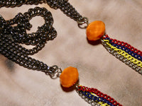 Lariat gunmetal chain Necklace eclectic colorful funky lariat