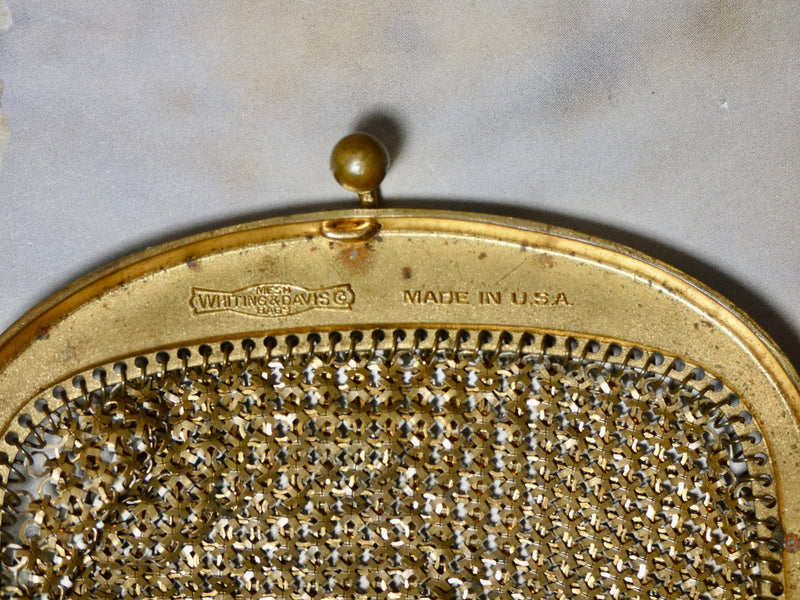 Vintage Handbag ivory beaded chainmaille wristlet
