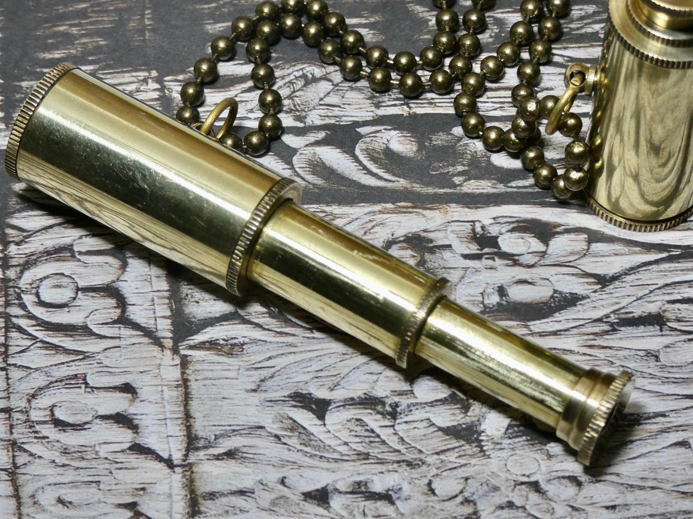 Telescope Necklace shiny brass looking glass pendant
