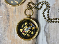 Compass Necklace brass large size working compass