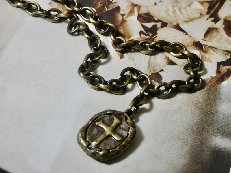Cross Necklace bronze cross charm