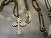Lariat Chain Necklace cross and miraculous medal charms