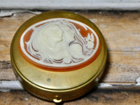 One of a Kind Vintage Compact treasure box with Vintage Cameo