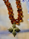 Vintage Tibetan amulet Double Dorje necklace