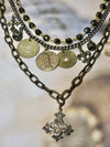 One of a kind triple strand charm necklace