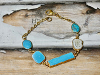 Turquoise Bracelet, Bezel set gemstone bracelet