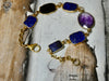 Amethyst and Lapis Multi gemstone Bracelet, Bezel set gemstone bracelet