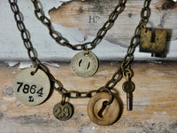 Vintage assemblage eclectic charm necklace