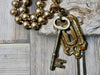 Vintage Skeleton Key and Keyhole Necklace with pearls