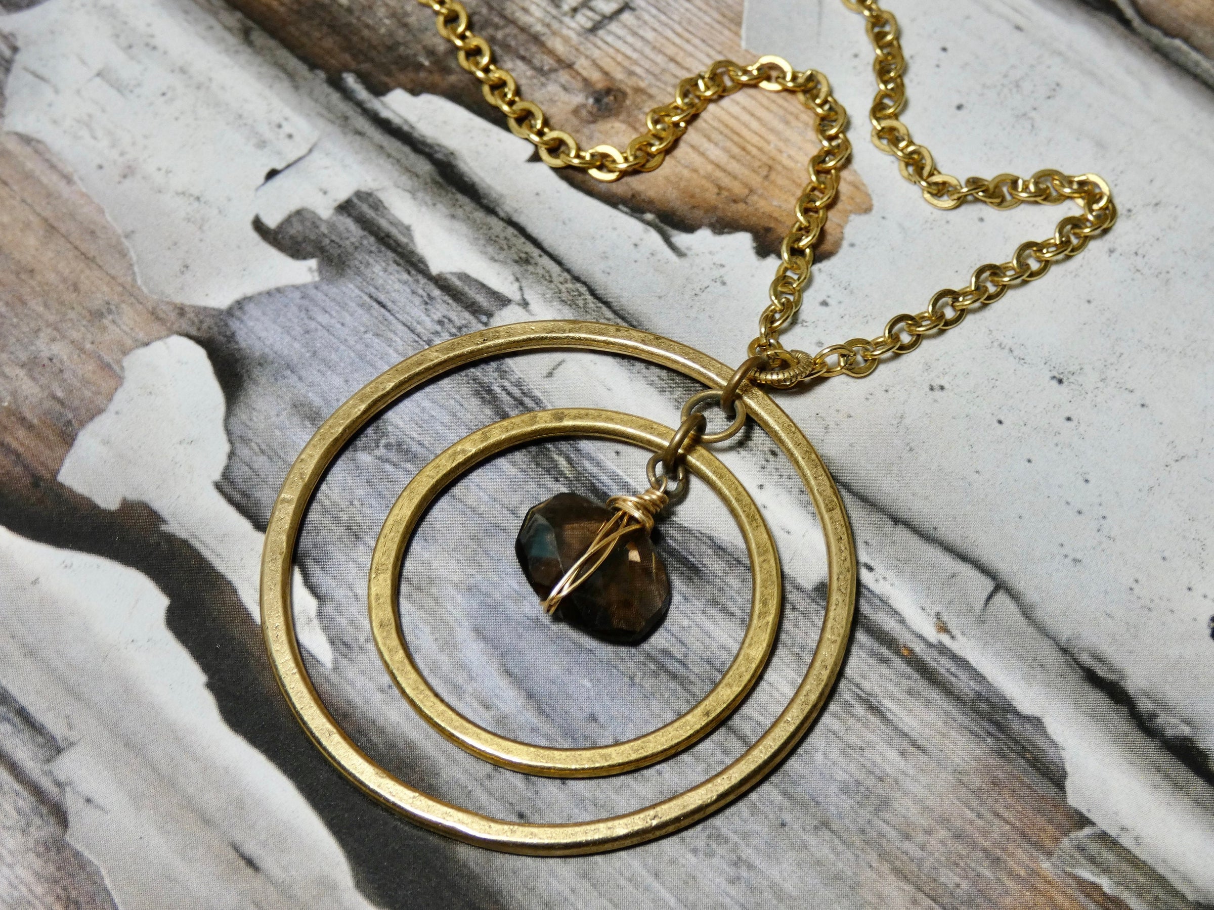 Double Circle Necklace, Gold Infinity Pendant